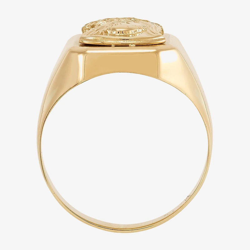 Jesus Mens 14K Gold Signet Ring