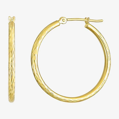 Womens 10K Gold 25mm Round Hoop Earrings