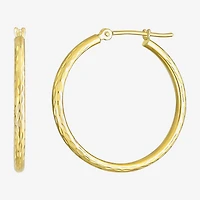 Womens 10K Gold 25mm Round Hoop Earrings