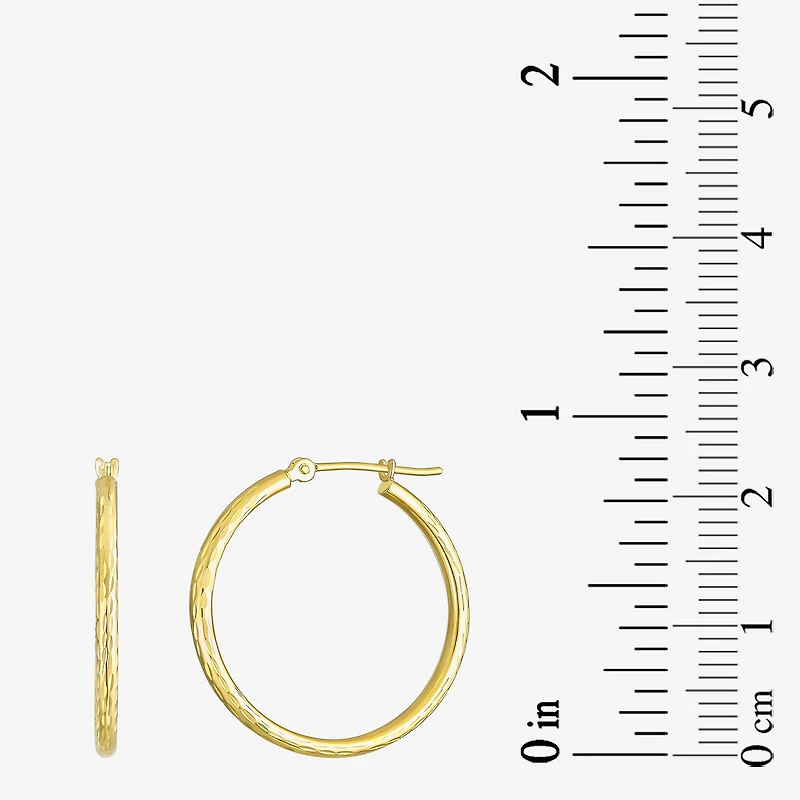 Womens 10K Gold 25mm Round Hoop Earrings