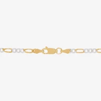 Made in Italy Womens 24K Gold Over Silver 10 Inch Solid Figaro Ankle Bracelet