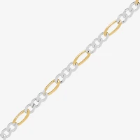 Made in Italy Womens 24K Gold Over Silver 10 Inch Solid Figaro Ankle Bracelet