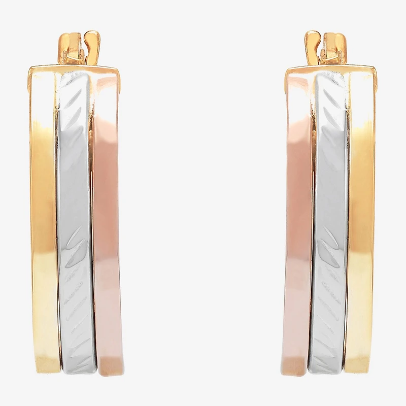 Limited Quantities! Womens 14K Tri-Color Gold 23mm Hoop Earrings