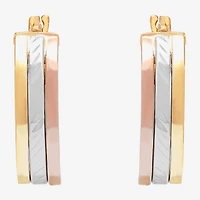 Limited Quantities! Womens 14K Tri-Color Gold 23mm Hoop Earrings