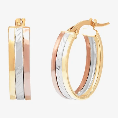 Limited Quantities! Womens 14K Tri-Color Gold 23mm Hoop Earrings