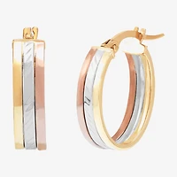 Limited Quantities! Womens 14K Tri-Color Gold 23mm Hoop Earrings