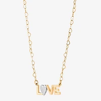 "Love" Womens 10K Two Tone Gold Heart 18 Inch Pendant Necklace