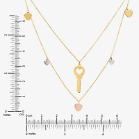 Limited Quantities! Womens 10K Tri-Color Gold Heart Keys 17 Inch Pendant Necklace