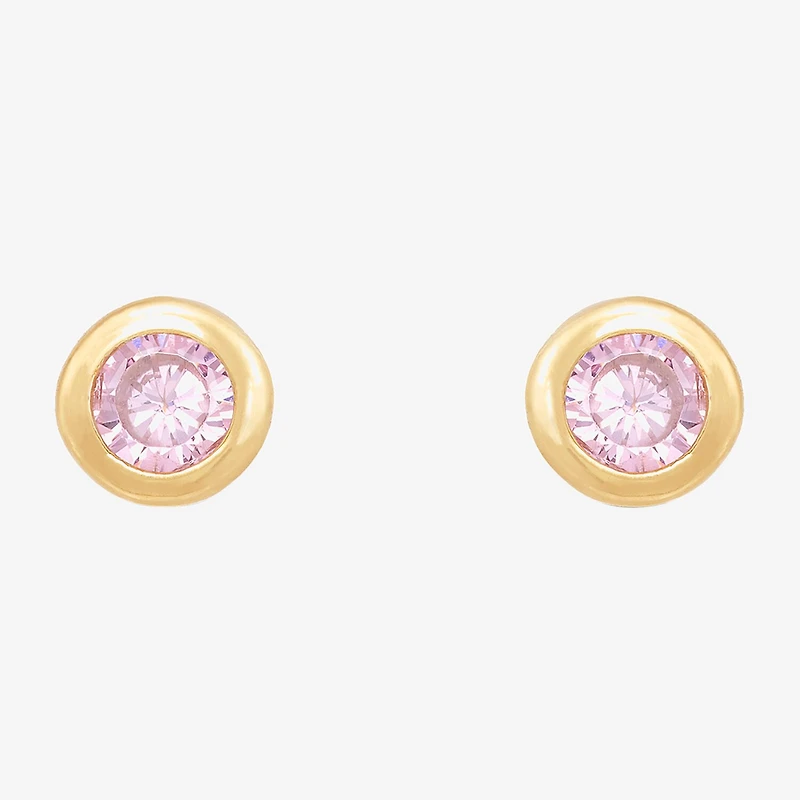 Limited Quantities! Pink Cubic Zirconia 14K Gold 4.5mm Round Stud Earrings