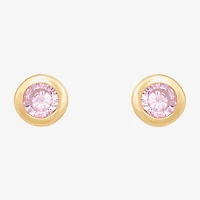 Limited Quantities! Pink Cubic Zirconia 14K Gold 4.5mm Round Stud Earrings