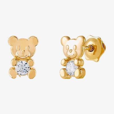 Limited Quantities! White Cubic Zirconia 14K Gold 7.1mm Stud Earrings