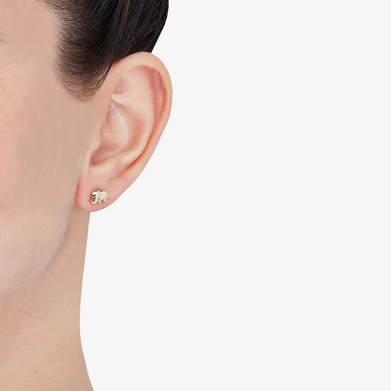 Limited Quantities! Elephant 14K Gold 5.6mm Stud Earrings