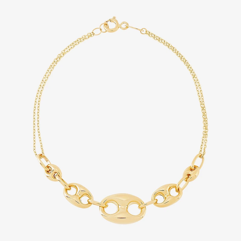 Limited Quantities! Womens 10K Gold 7.25 Inch Hollow Cable Chain Bracelet