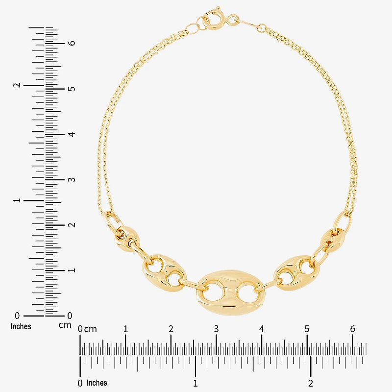 Limited Quantities! Womens 10K Gold 7.25 Inch Hollow Cable Chain Bracelet