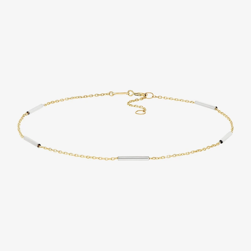 Limited Quantities! Womens 10K Two Tone Gold 10 Inch Hollow Cable Ankle Bracelet