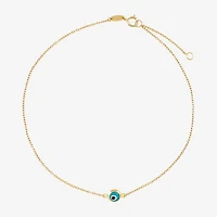 Limited Quantities! Womens 14K Gold 10 Inch Solid Cable Evil Eye Ankle Bracelet