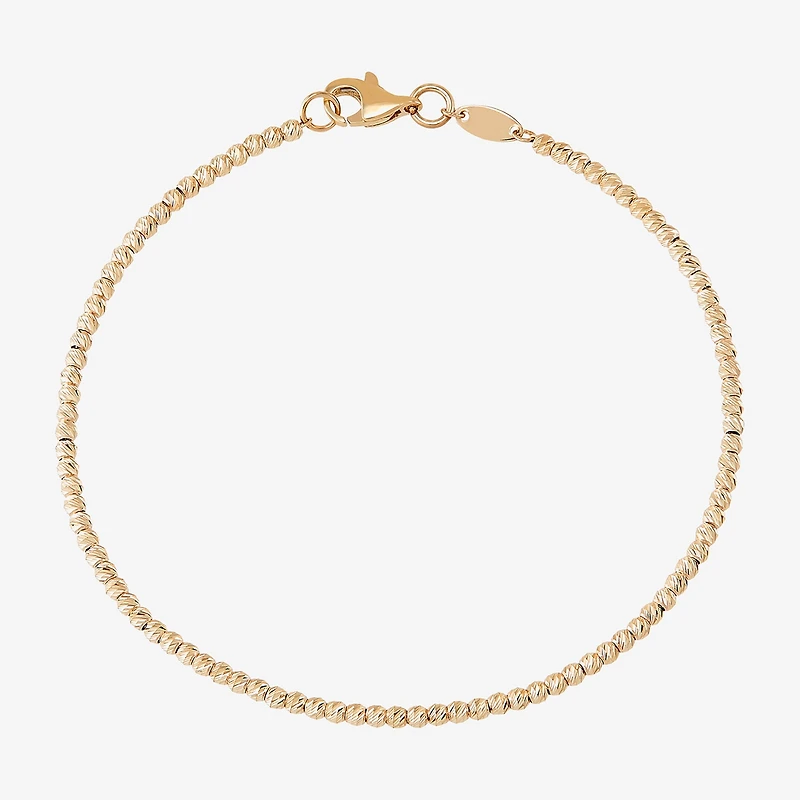 Limited Quantities! Womens 14K Gold 7.25 Inch Hollow Bead Chain Bracelet