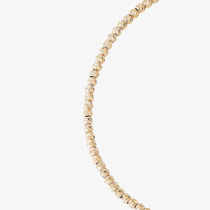 Limited Quantities! Womens 14K Gold 7.25 Inch Hollow Bead Chain Bracelet