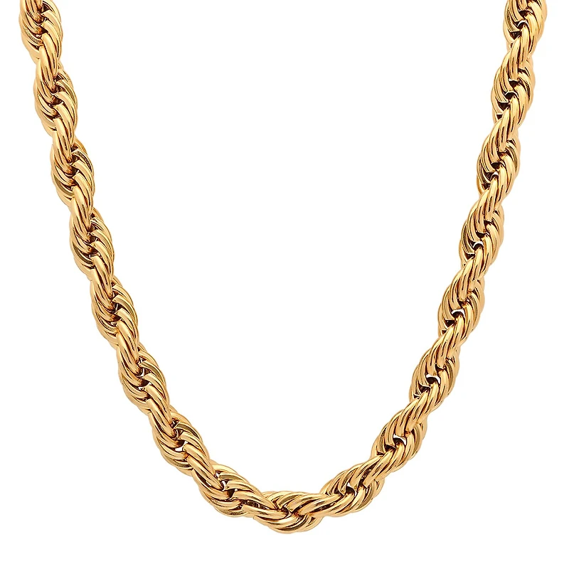 Mens 18K Gold Over Stainless Steel Hypoallergenic 24 Inch Pendant Necklace
