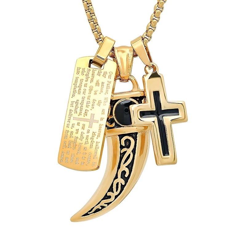 Mens 18K Gold Over Stainless Steel Hypoallergenic 24 Inch Pendant Necklace