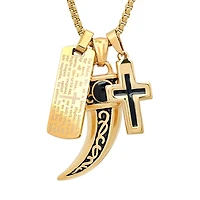 Mens 18K Gold Over Stainless Steel Hypoallergenic 24 Inch Pendant Necklace