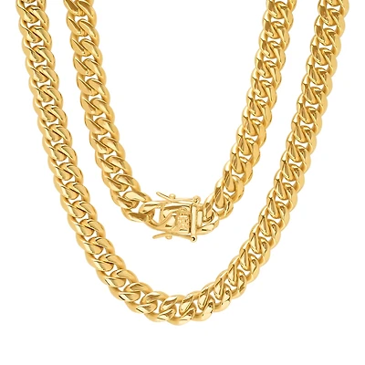 Mens 18K Gold Over Stainless Steel Hypoallergenic 30 Inch Box Chain Necklace