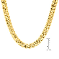 Mens 18K Gold Over Stainless Steel Hypoallergenic 30 Inch Cuban Chain Necklace