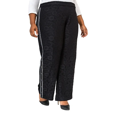 Poetic Justice Womens Plus High Rise Over Belly Wide Leg Palazzo Pant