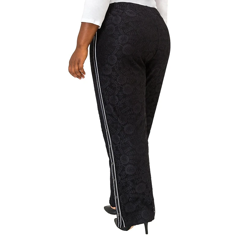 Poetic Justice Womens Plus High Rise Over Belly Wide Leg Palazzo Pant