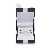 Womens Cubic Zirconia Sterling Silver Earring Set