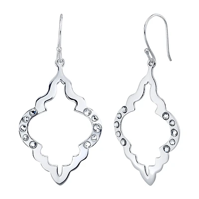 Womens Crystal Sterling Silver Drop Earrings