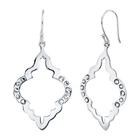 Womens Crystal Sterling Silver Drop Earrings