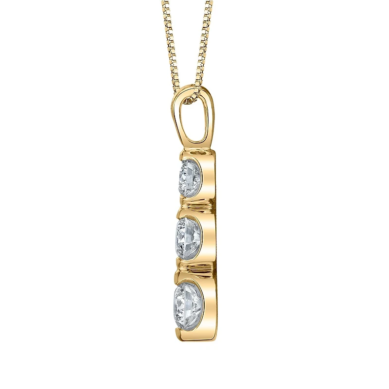 Bezel Set 3-Stone Linear Womens 1/8 CT. T.W. Natural White Diamond 14K Gold 18 Inch Pendant Necklace