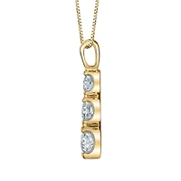 Bezel Set 3-Stone Linear Womens 1/8 CT. T.W. Natural White Diamond 14K Gold 18 Inch Pendant Necklace