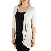 24/7 Comfort Apparel 3/4 Length Sleeve Open Cardigan