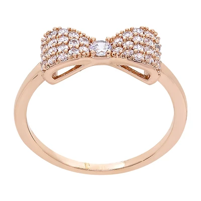 Sparkle Allure Womens 3MM Cubic Zirconia 18K Rose Gold Over Brass Bow Band