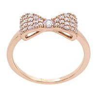 Sparkle Allure Womens 3MM Cubic Zirconia 18K Rose Gold Over Brass Bow Band