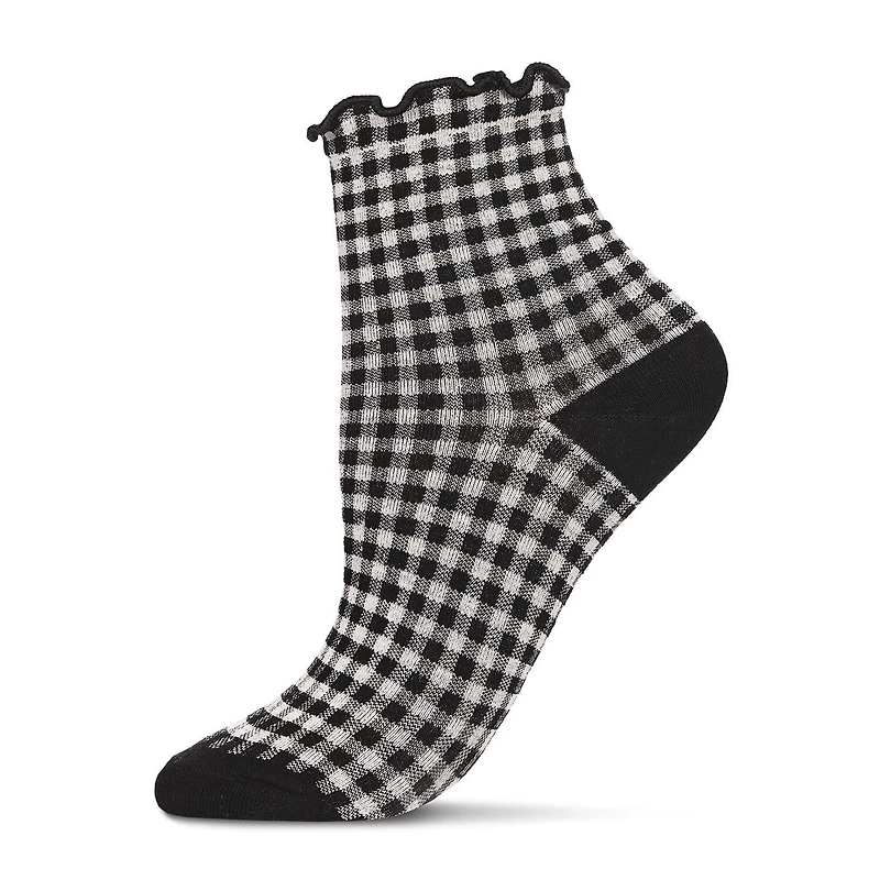 MeMoi Ruffle Cuff Womens Breathable 1 Pair Quarter Ankle Socks