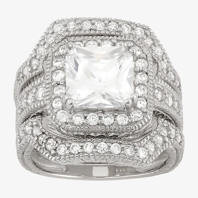 Diamonart Womens 4 CT. Cubic Zirconia Sterling Silver Square Bridal Set