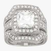 Diamonart Womens 4 CT. Cubic Zirconia Sterling Silver Square Bridal Set