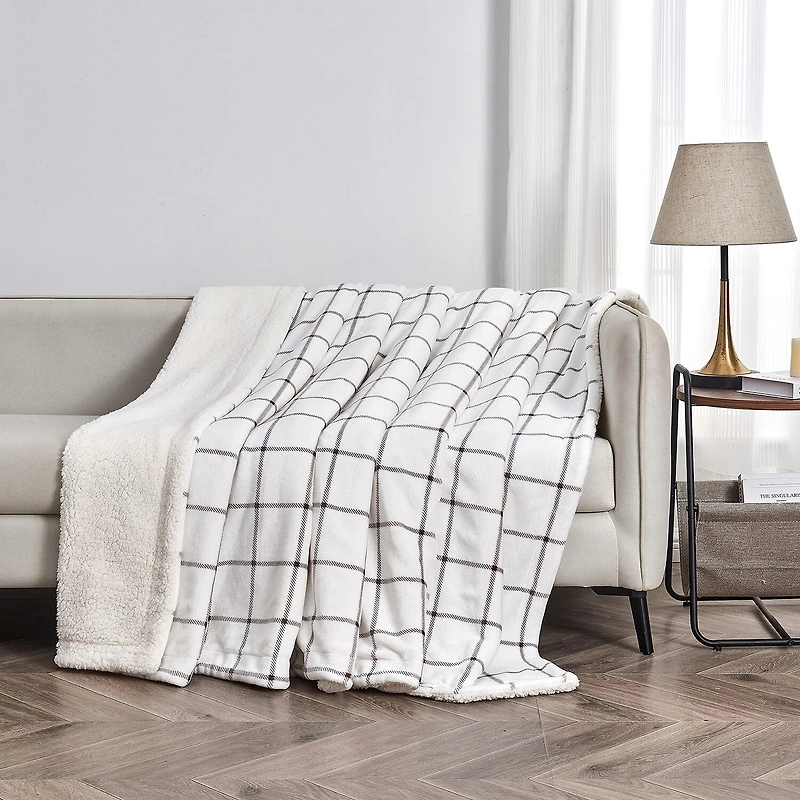 Linery Velvet Plush Fleece Sherpa Blanket