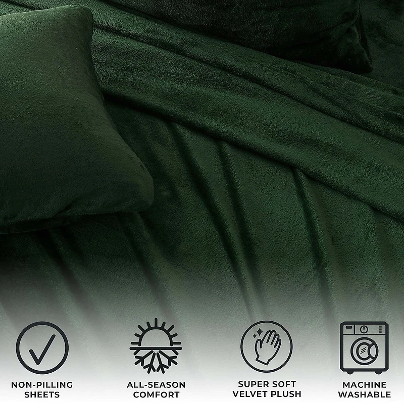 Linery Solid Velvet Plush Cozy Sheet Set