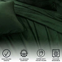 Linery Solid Velvet Plush Cozy Sheet Set