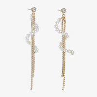 Bijoux Bar Gold Tone Womens Glass Simulated Pearl Hypoallergenic Drop Earrings