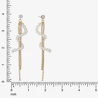 Bijoux Bar Gold Tone Womens Glass Simulated Pearl Hypoallergenic Drop Earrings