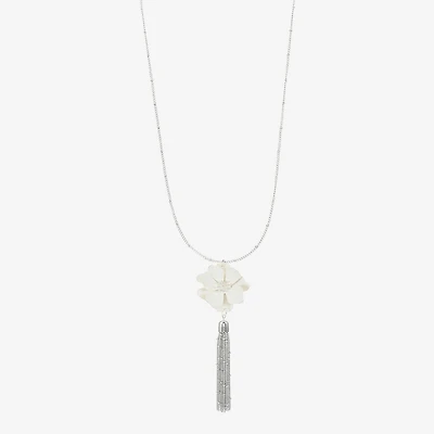 Liz Claiborne Tassel Womens Flower 32 Inch Pendant Necklace
