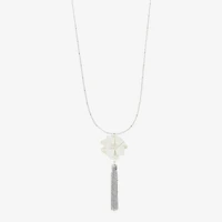 Liz Claiborne Tassel Womens Flower 32 Inch Pendant Necklace