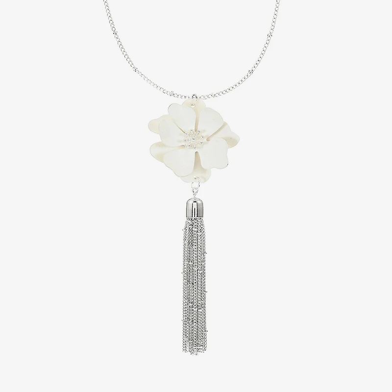 Liz Claiborne Tassel Womens Flower 32 Inch Pendant Necklace