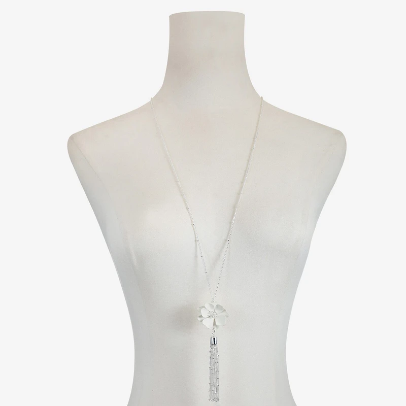 Liz Claiborne Tassel Womens Flower 32 Inch Pendant Necklace