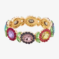Monet Jewelry Gold Tone Womens Multi Color Glass Flower Stretch Bracelet